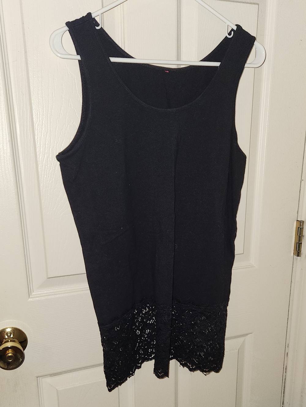 Black Lace-Hem Tank Top